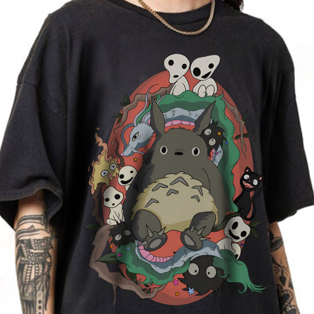 Totoro Funny Ghibli Characters T-Shirt 100% Cotton | Studio Ghibli Anime Tee