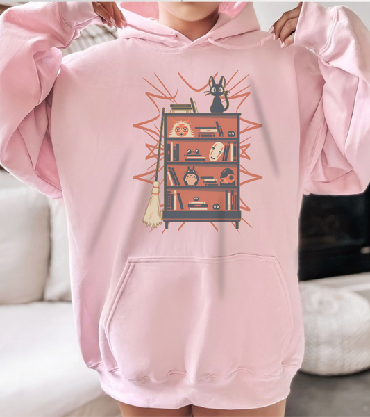 Jiji Hoodie – 100% Cotton Gildan 18500 | Kiki's Delivery Service Studio Ghibli Cute Anime Hoodie
