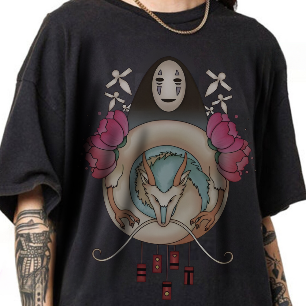 Spirited Away Decor T-Shirt 100% Cotton Studio Ghibli Anime Graphic Tee