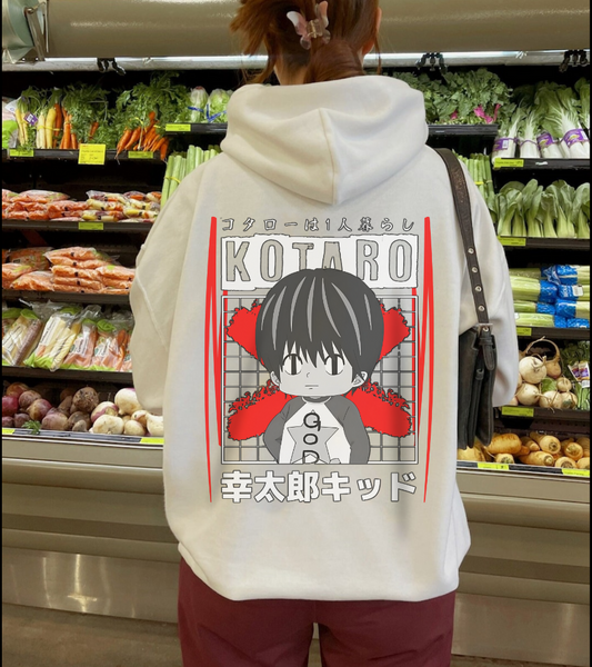 Kotaro Lives Alone Back Print Hoodie – 100% Cotton | Cozy Anime Hoodie for Fans of Kotaro’s Journey