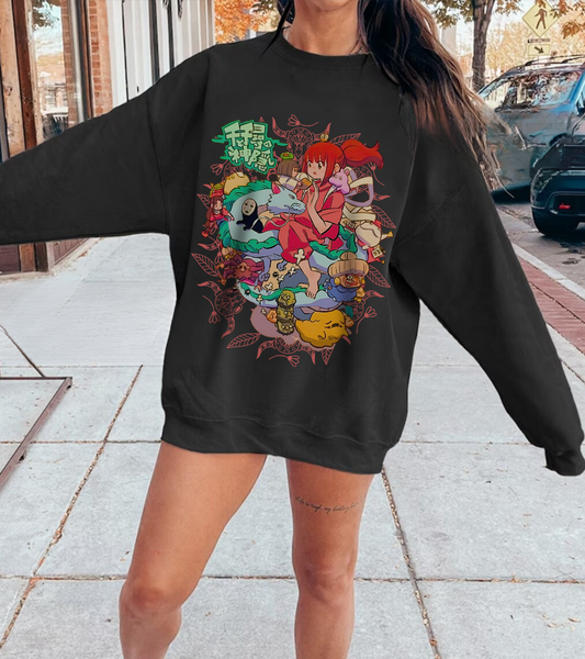 Spirited Away Sweatshirt – Chihiro & Haku | 100% Cotton Gildan 18000 | Studio Ghibli Anime Pullover