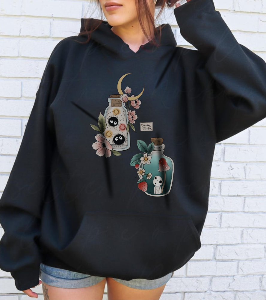Soot Sprites Hoodie – 100% Cotton Gildan 18500 | Studio Ghibli Cute Anime Hoodie