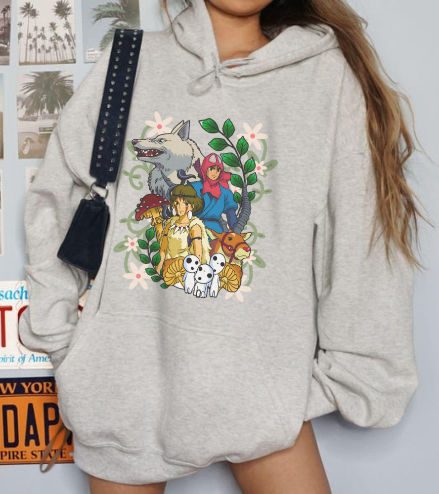 Princess Mononoke Art Cover Hoodie – 100% Cotton Studio Ghibli Anime Hoodie