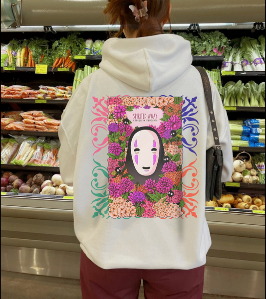 No Face Back Print Hoodie – Spirited Away Ghibli | 100% Cotton Gildan 18500 Anime Hoodie