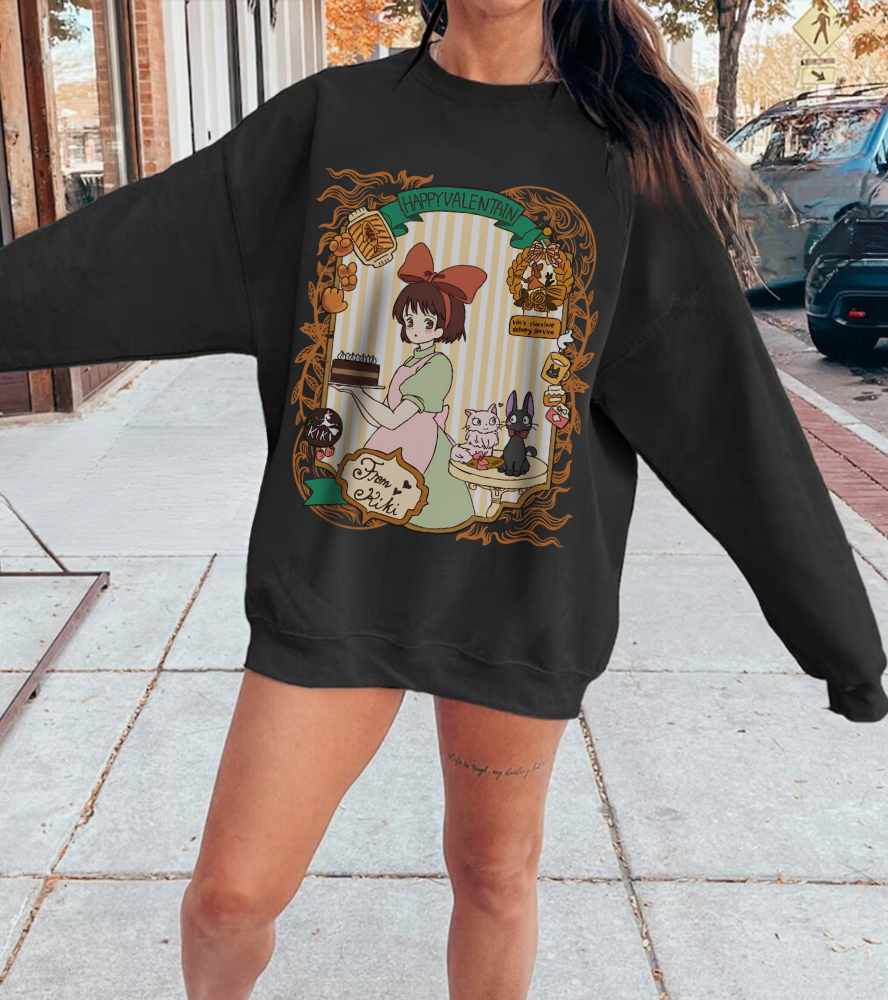 Kiki Happy Studio Ghibli Sweatshirt – 100% Cotton Kiki’s Delivery Service Pullover for Anime Fans
