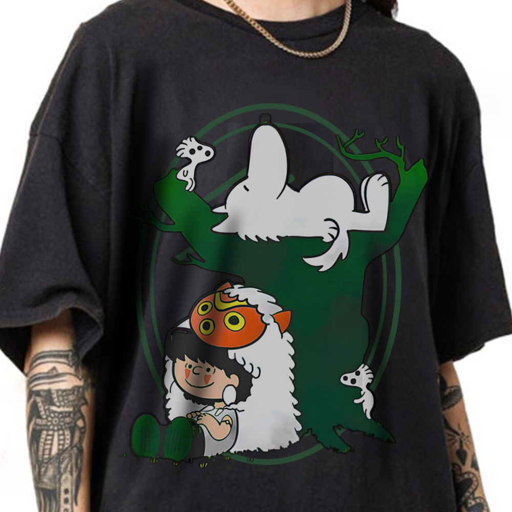 Princess Mononoke T-Shirt – 100% Cotton Studio Ghibli Anime Tee for Fans