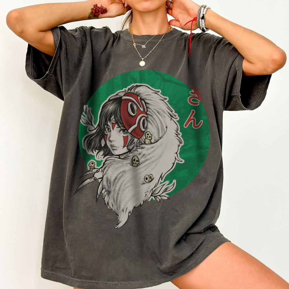 Princess Mononoke Green T-Shirt | Studio Ghibli Anime Cotton Tee