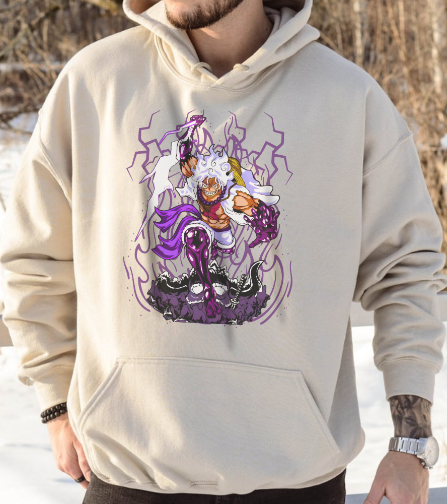 Luffy Gear 5 One Piece Hoodie – 100% Cotton Anime Hoodie for Straw Hat Fans