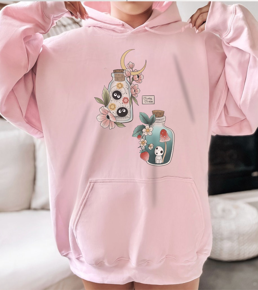 Soot Sprites Hoodie – 100% Cotton Gildan 18500 | Studio Ghibli Cute Anime Hoodie