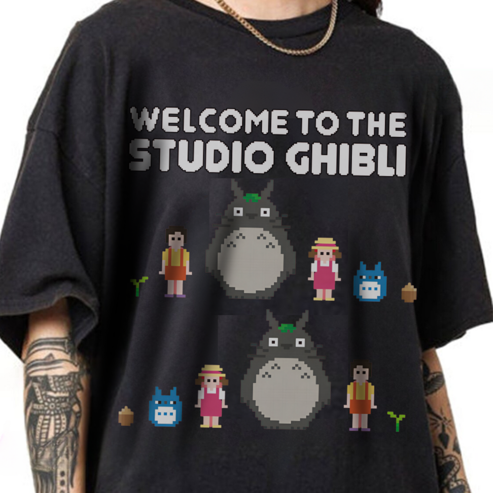 Totoro Pixel T-Shirt 100% Cotton | Studio Ghibli Anime Graphic Tee