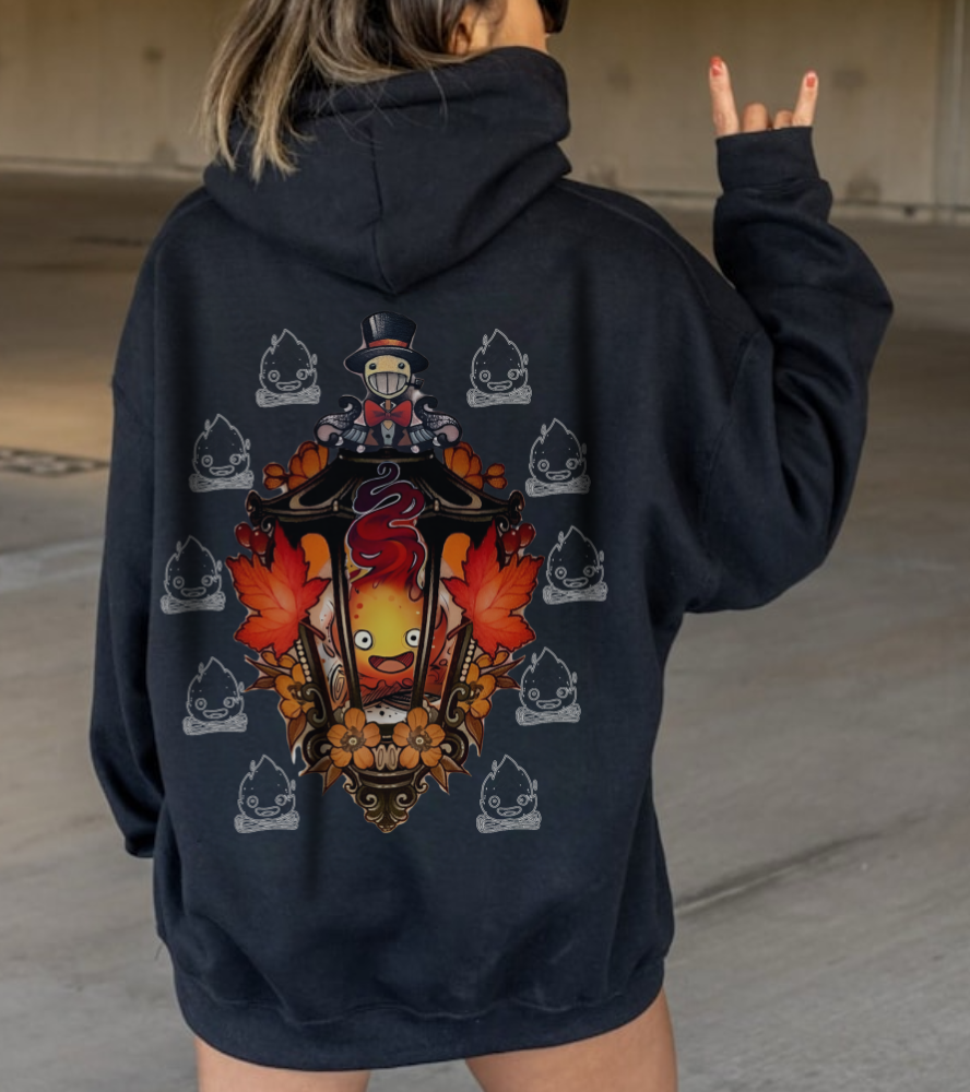 Calcifer Hoodie | Howl’s Moving Castle Back Print | 100% Cotton Studio Ghibli Sweatshirt
