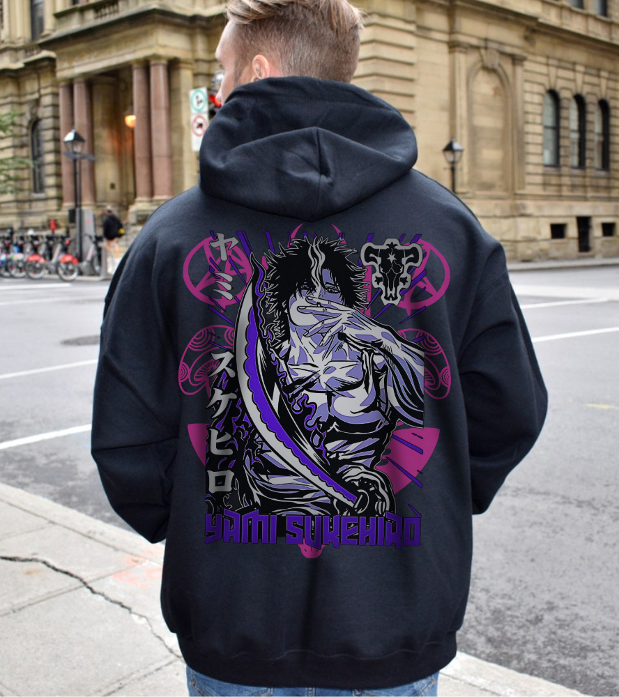 Yami Sukehiro Back Print Hoodie – Black Clover 100% Cotton Anime Hoodie for Fans