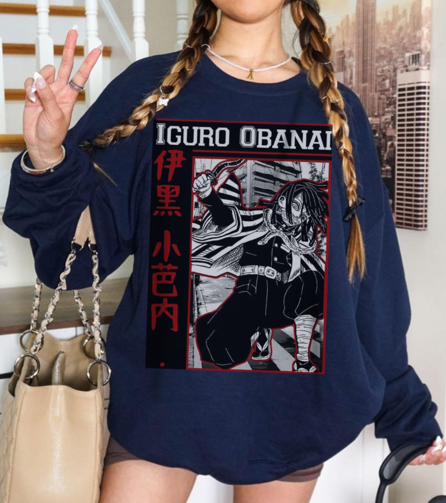 Iguro Obanai Demon Slayer Sweatshirt – 100% Cotton Anime Pullover Featuring the Serpent Hashira