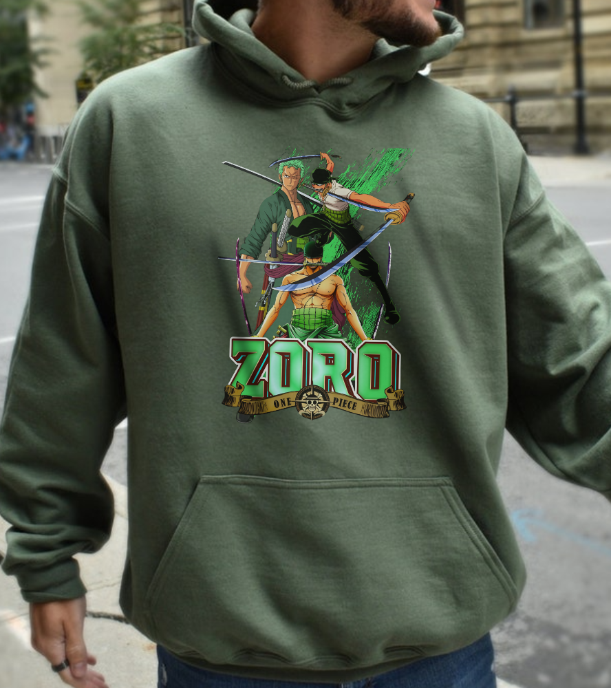 Roronoa Zoro Sword Hoodie – 100% Cotton One Piece Anime Hoodie for Zoro Fans