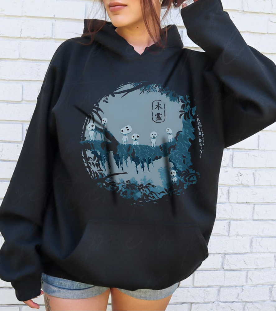 Kodama Tree Forest Hoodie – 100% Cotton Studio Ghibli Hoodie Inspired by Princess Mononoke