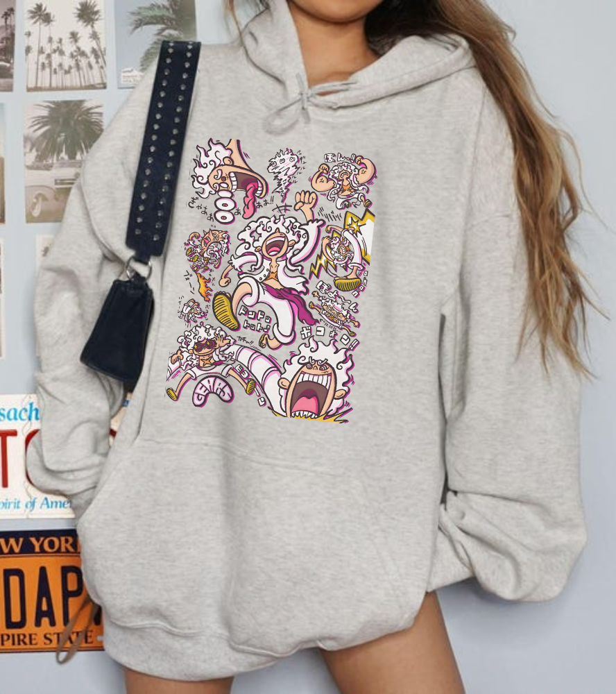 Funny Luffy One Piece Hoodie – 100% Cotton Anime Hoodie with Goofy Straw Hat Design