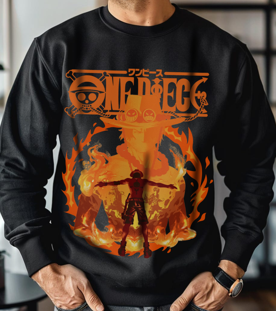 Portgas D. Ace Sweatshirt 100% Cotton – One Piece Anime Hoodie for Fans