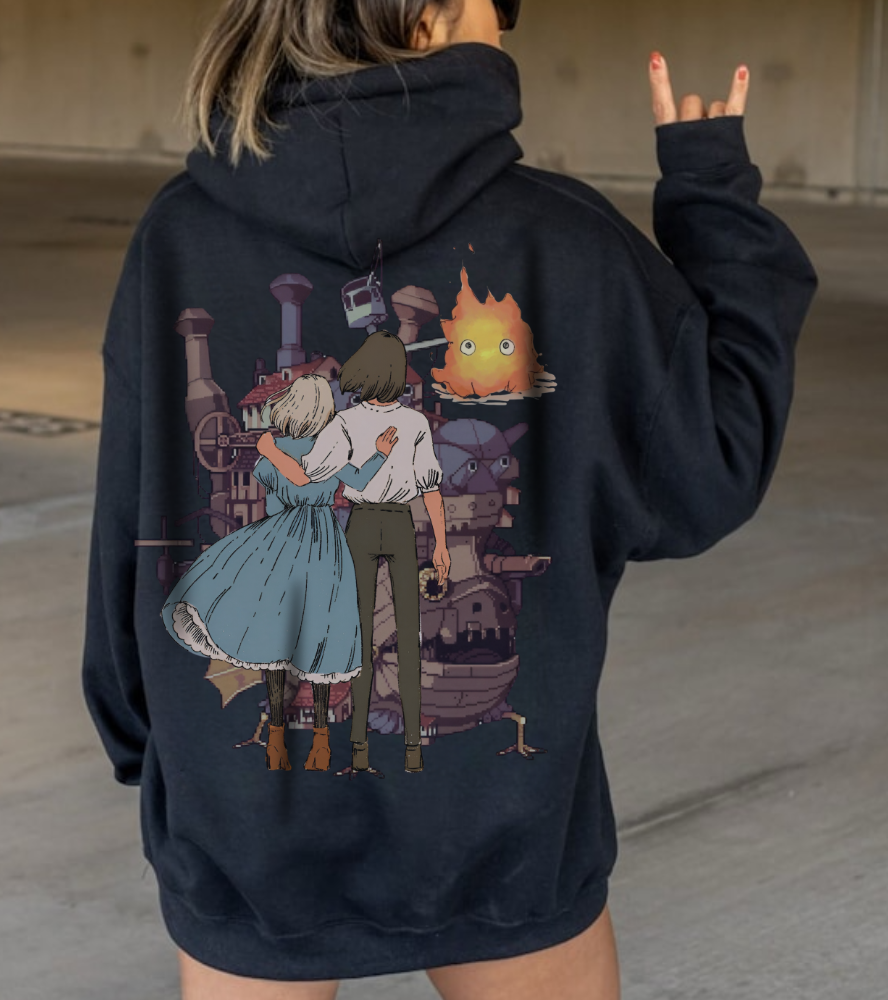 Howl's Moving Castle Love Back Print Hoodie – 100% Cotton Studio Ghibli Anime Sweatshirt