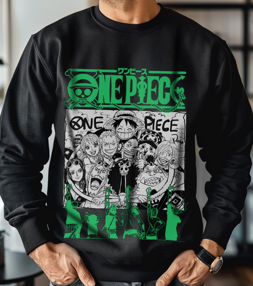 One Piece Characters Sweatshirt – 100% Cotton Anime Crew Pullover for True Fans