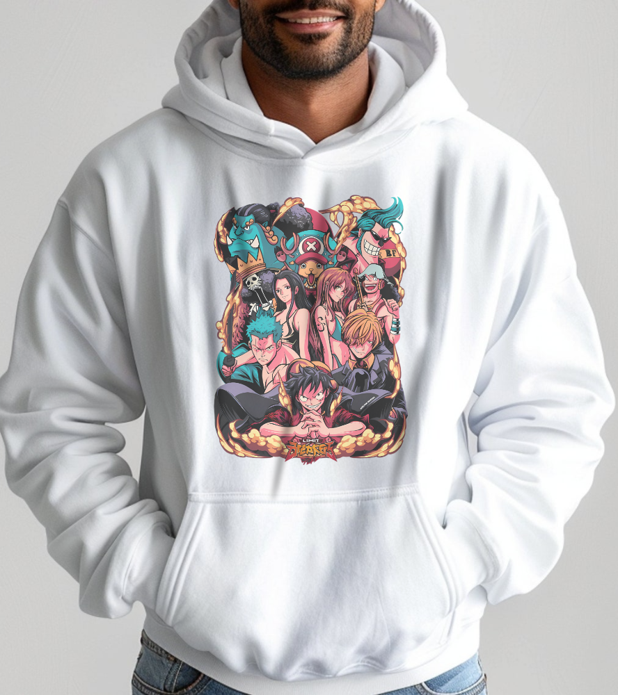 One Piece Characters Hoodie – 100% Cotton Anime Hoodie Featuring Luffy, Zoro, Nami & More