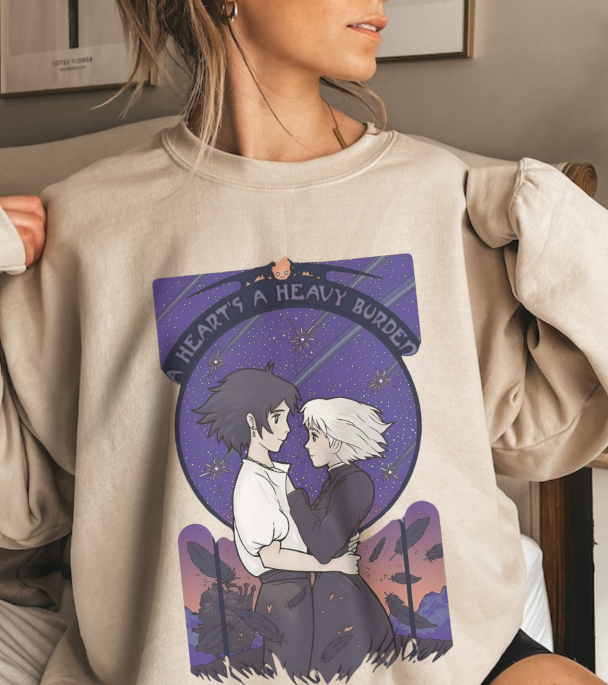 Howl and Sophie Couple Sweatshirt – 100% Cotton Studio Ghibli Pullover from Howl’s Moving Castle