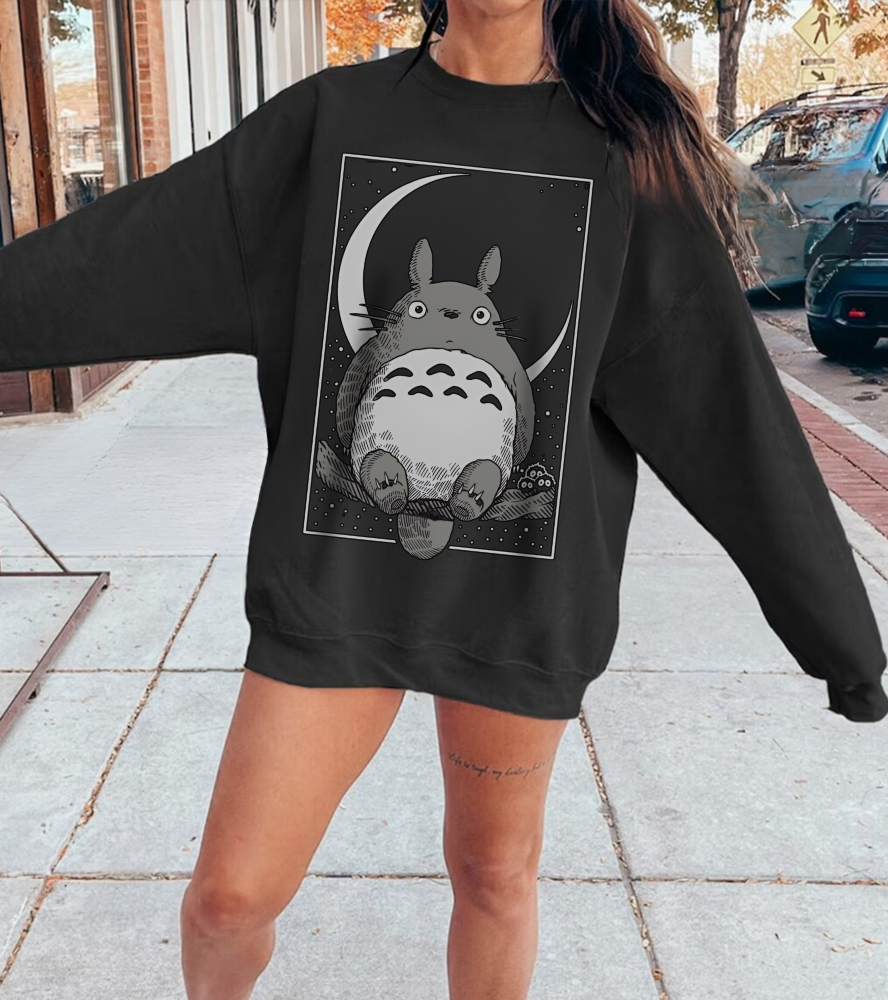 Totoro Night Dreams Sweatshirt – Cozy 100% Cotton Studio Ghibli Pullover for Anime Lovers