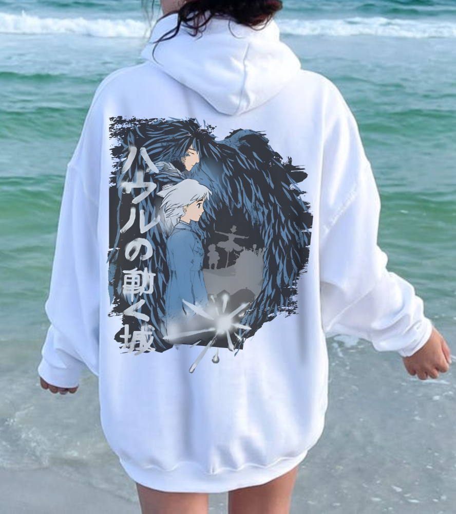 Howl & Sophie Back Print Hoodie – 100% Cotton Studio Ghibli Hoodie Inspired by Howl’s Moving Castle