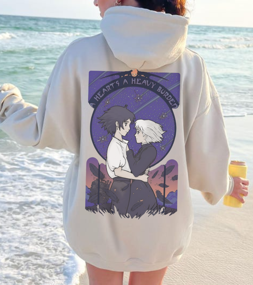 Howl and Sophie Couple Back Print Hoodie – 100% Cotton Studio Ghibli Hoodie from Howl’s Moving Castle