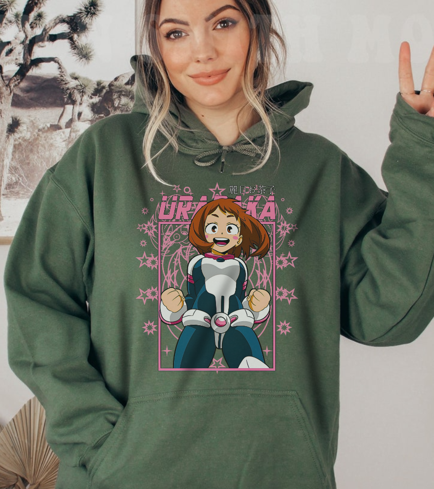 Ochaco Uraraka Hoodie – 100% Cotton Gildan 18500 | My Hero Academia Anime Hoodie for True Fans