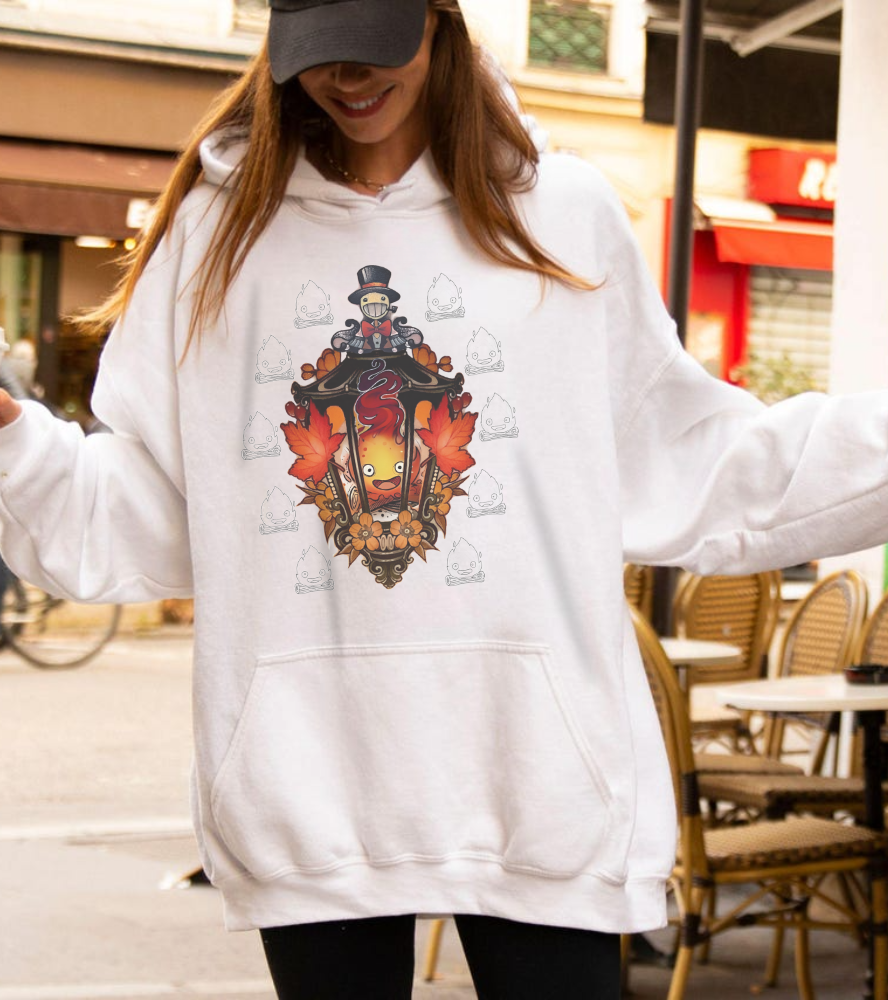 Calcifer Hoodie – 100% Cotton Howl's Moving Castle Pullover | Studio Ghibli Anime Apparel