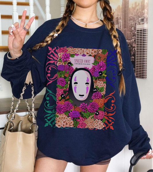 No Face Spirited Away Sweatshirt – 100% Cotton Gildan 18000 | Studio Ghibli Anime Pullover