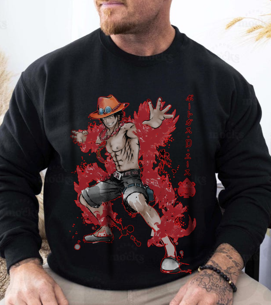 Portgas D. Ace Sweatshirt – 100% Cotton One Piece Anime Pullover for True Fans