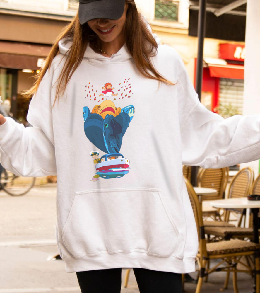 Ponyo Sosuke Sea Dreams Hoodie – 100% Cotton Studio Ghibli Ocean Anime Sweatshirt
