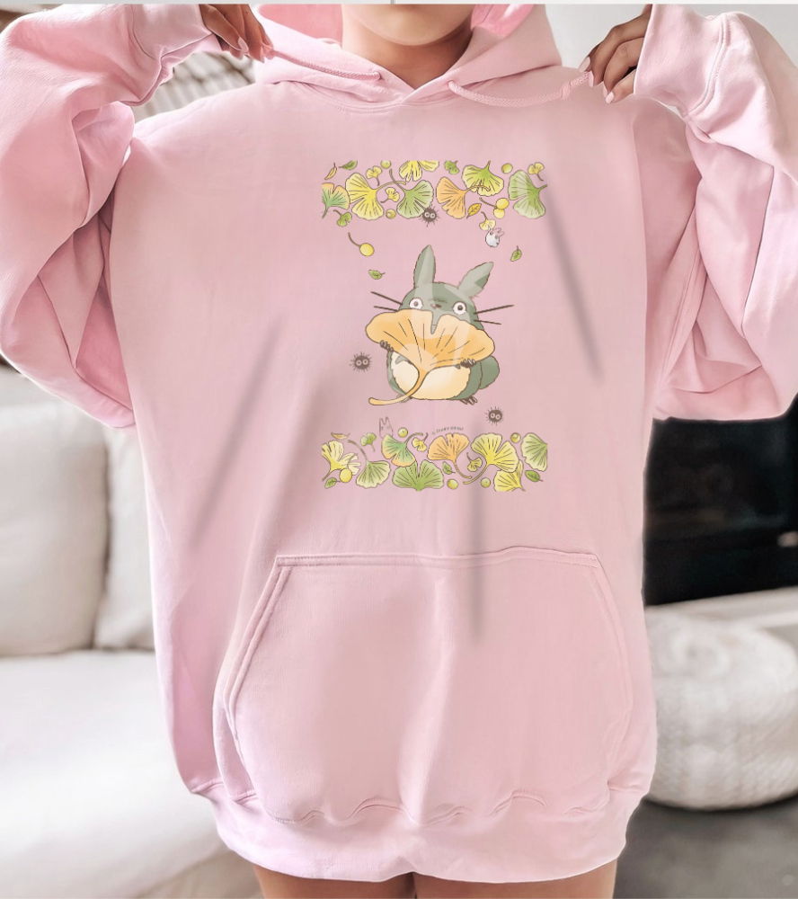 Totoro Flowers Dream Hoodie – 100% Cotton Gildan 18500 | Studio Ghibli Aesthetic Anime Hoodie