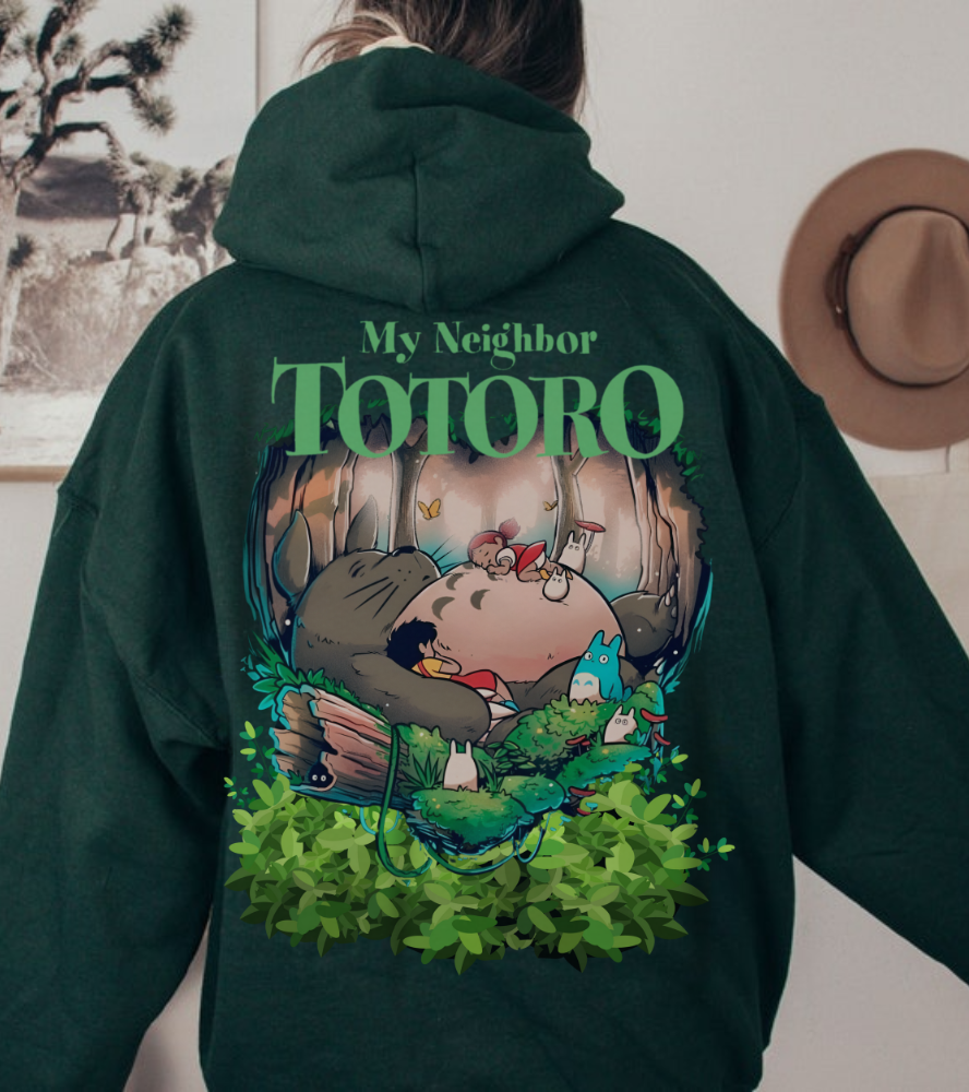 My Neighbor Totoro Dream Back Print Hoodie – 100% Cotton Anime Pullover for Studio Ghibli Fans