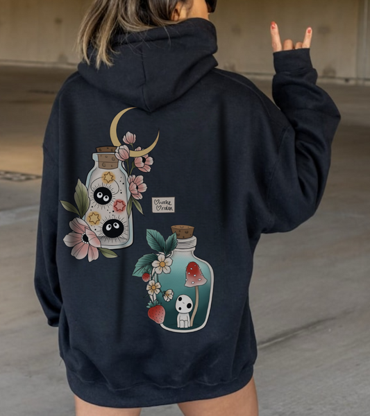 Soot Sprites Back Print Hoodie – 100% Cotton Gildan 18500 | Studio Ghibli Anime Hoodie