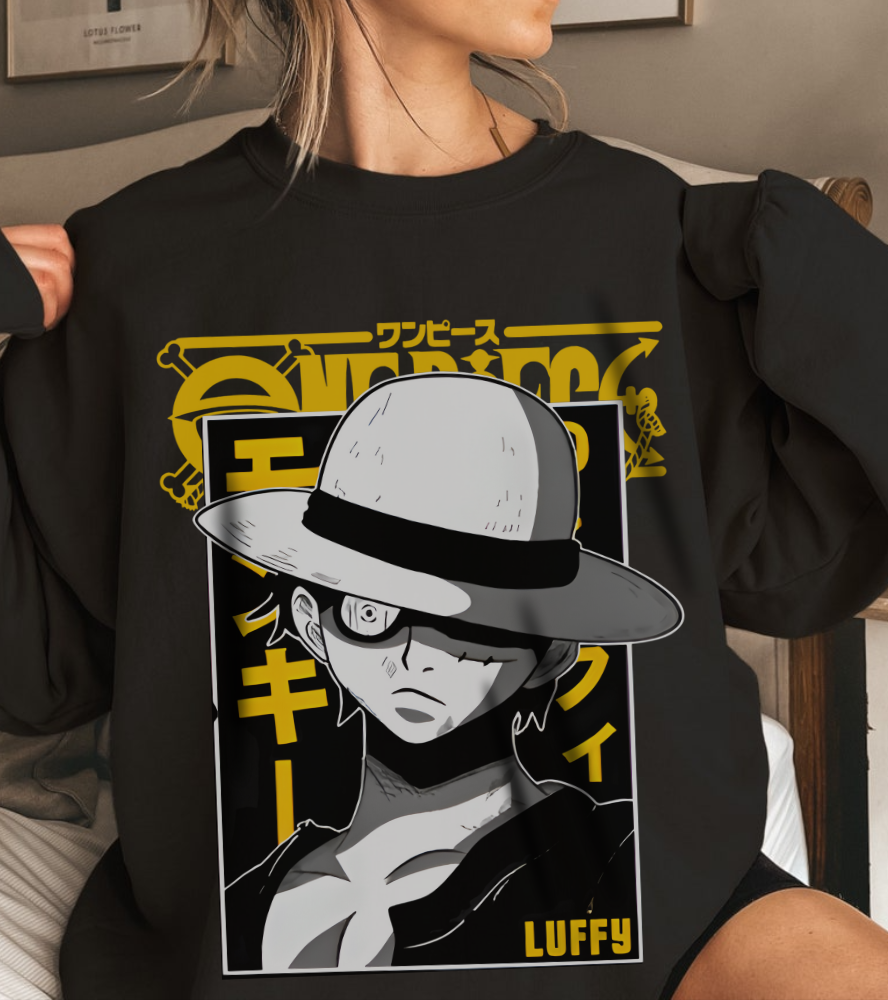 Luffy One Piece Sweatshirt – 100% Cotton Anime Pullover for Straw Hat Fans
