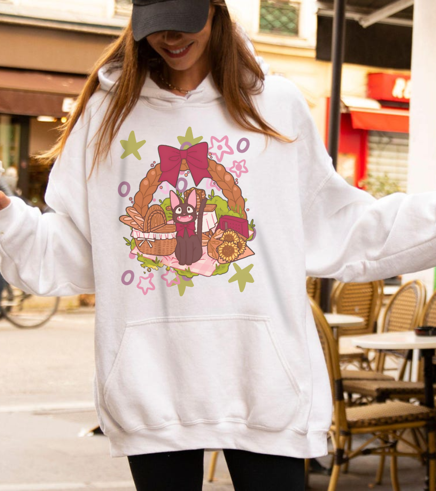 Jiji Cat Gift Hoodie – 100% Cotton Studio Ghibli Inspired Anime Hoodie for Fans