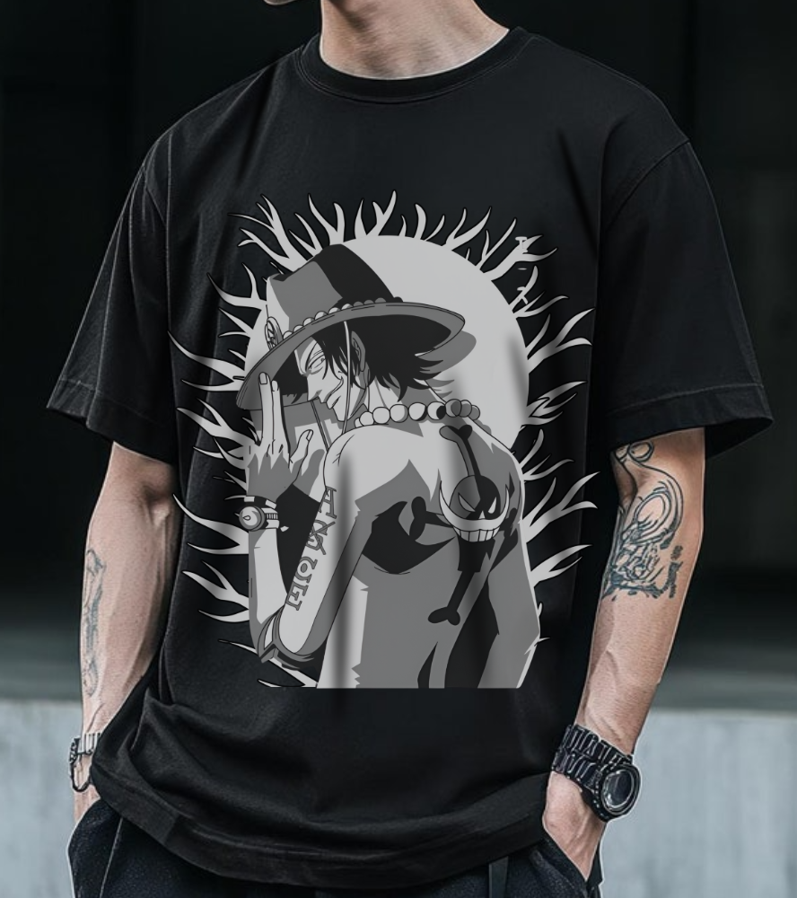 Portgas D. Ace One Piece T-Shirt – 100% Cotton Anime Tee for Fire Fist Fans