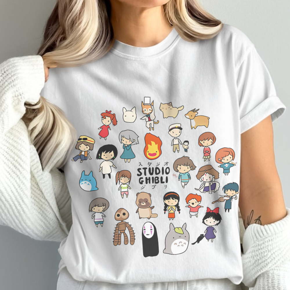 Chibi Ghibli T-Shirt – Cute Anime Characters Tee in 100% Cotton