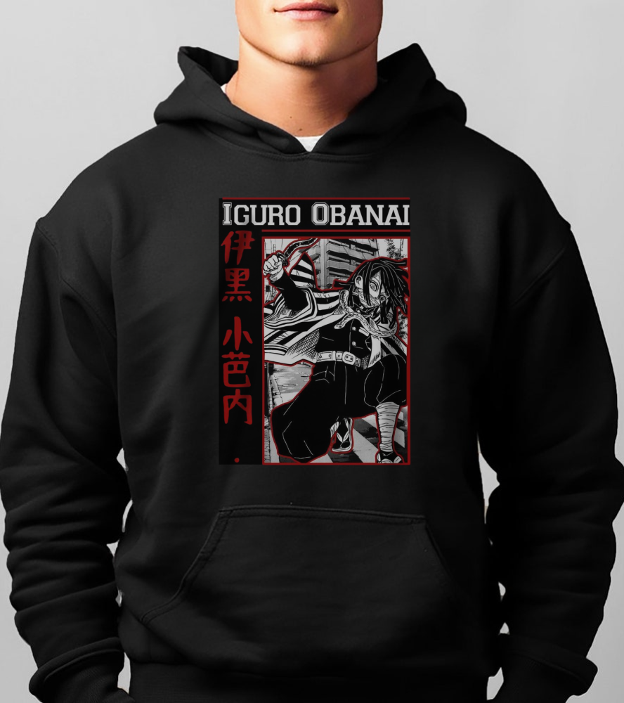 Iguro Obanai Demon Slayer Hoodie – 100% Cotton Anime Hoodie Featuring the Serpent Hashira