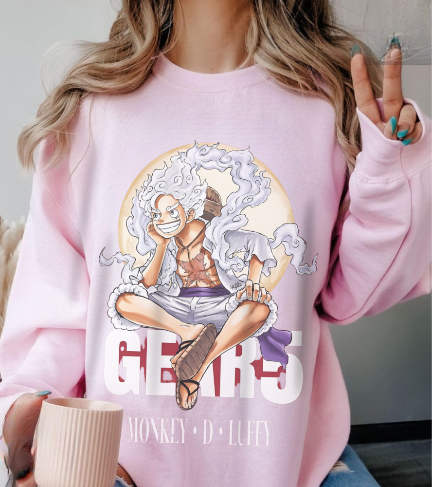 Monkey D. Luffy Gear 5 Sweatshirt – 100% Cotton Anime Pullover | One Piece Gear Fifth Crewneck