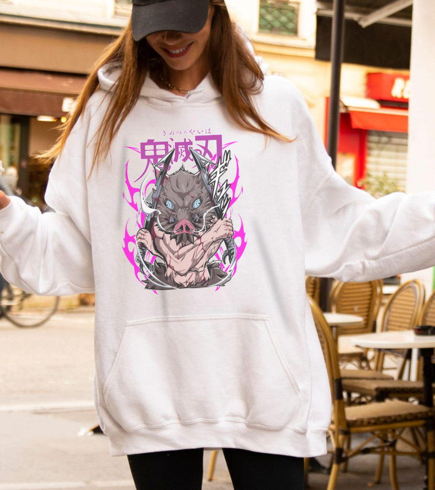 Inosuke Hashibira Demon Slayer Hoodie – 100% Cotton Anime Hoodie for Boar Head Fans