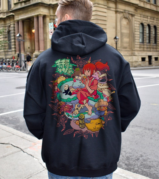 Spirited Away Back Print Hoodie – Chihiro & Haku | 100% Cotton Gildan 18500 | Studio Ghibli Anime