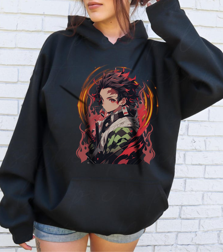 Tanjiro Kamado Demon Slayer Hoodie – 100% Cotton Anime Hoodie for Kimetsu no Yaiba Fans