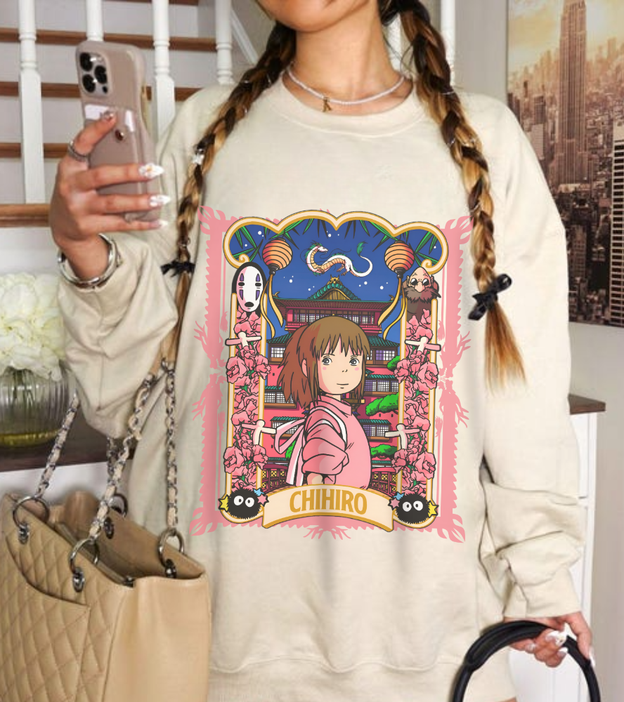 Spirited Away Chihiro Sweatshirt – 100% Cotton Studio Ghibli Pullover for Anime Fans