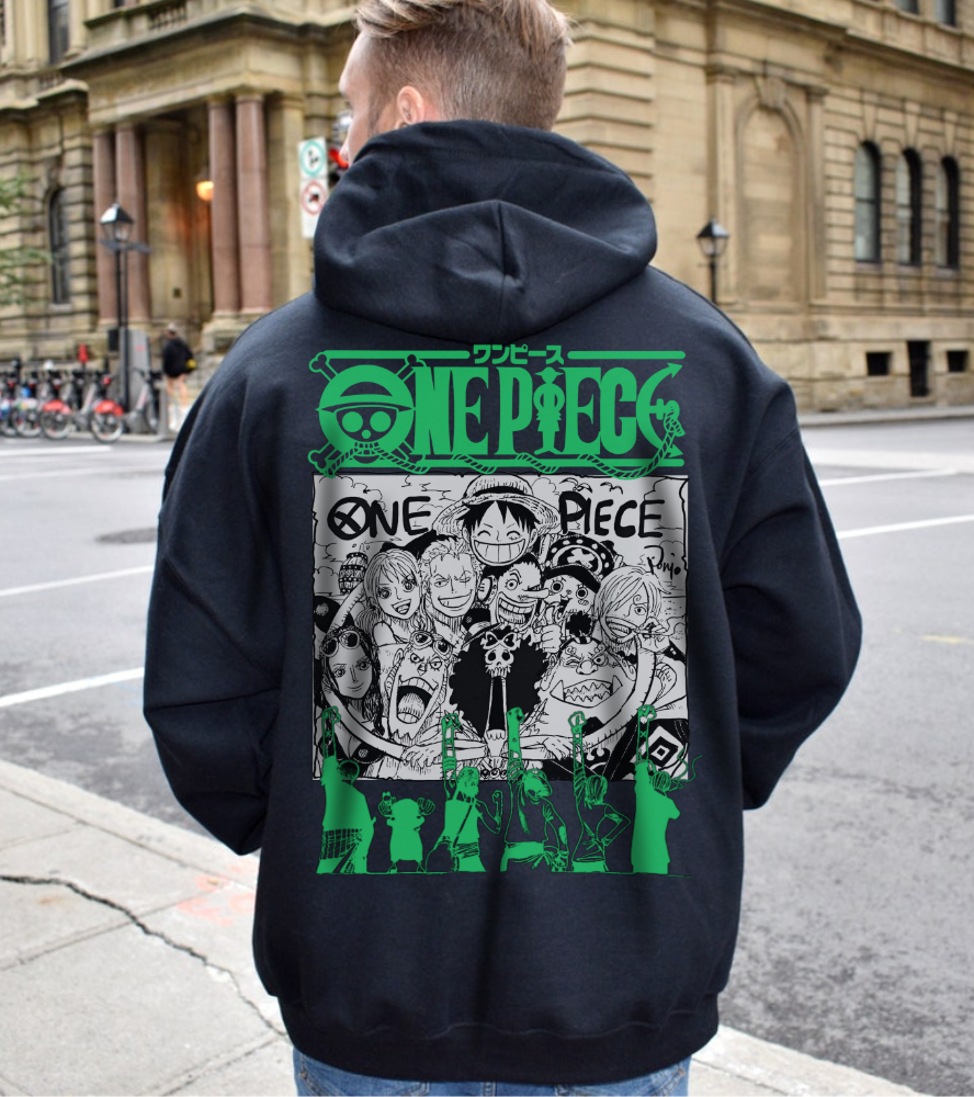 One Piece Characters Back Print Hoodie – 100% Cotton Anime Streetwear