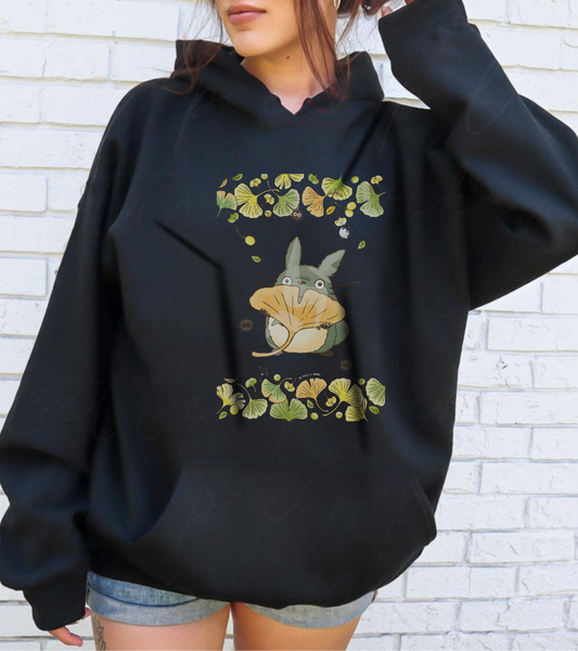 Totoro Flowers Dream Hoodie – 100% Cotton Gildan 18500 | Studio Ghibli Aesthetic Anime Hoodie