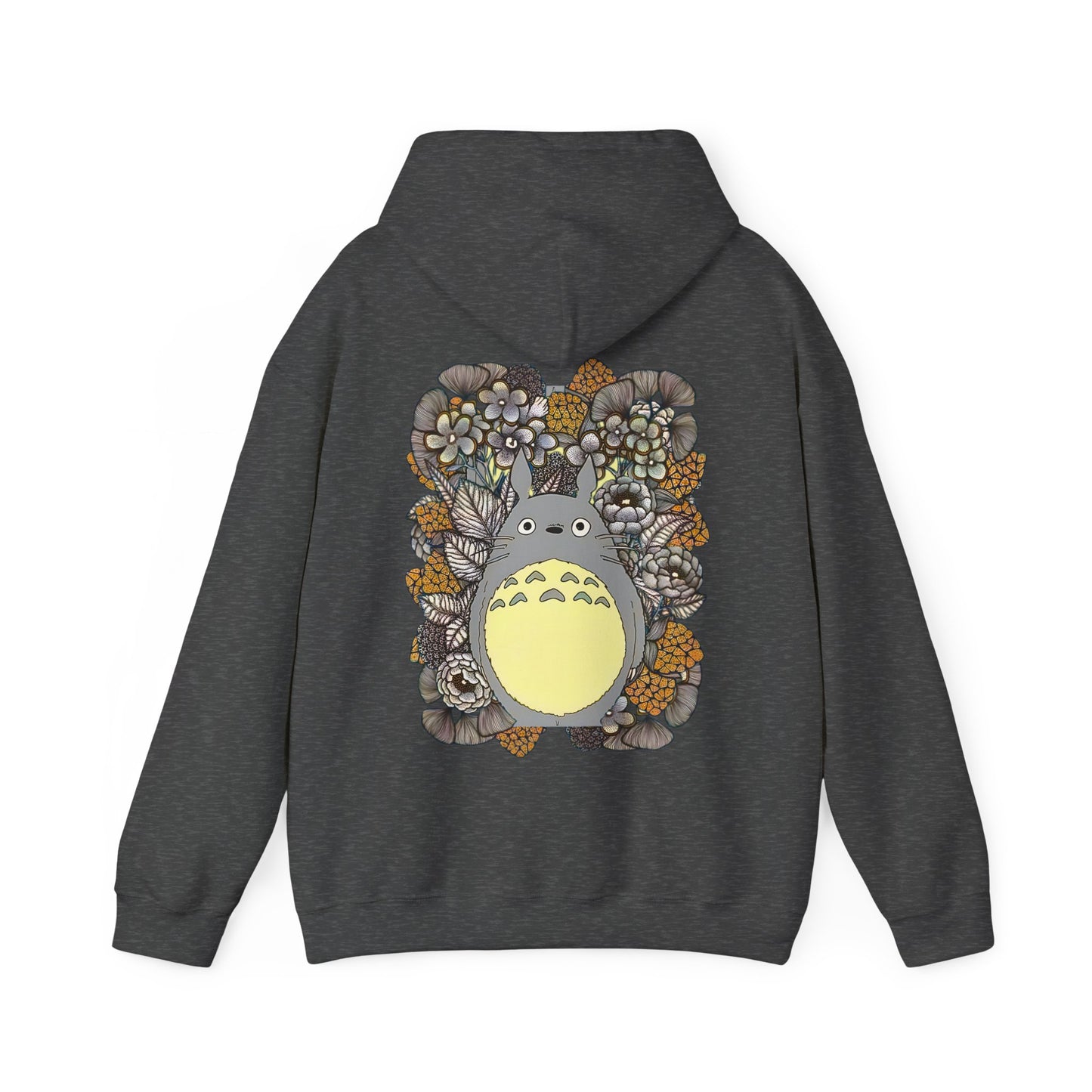 Totoro Plants Back Print Hoodie – 100% Cotton Studio Ghibli Hoodie with Totoro and Nature Design
