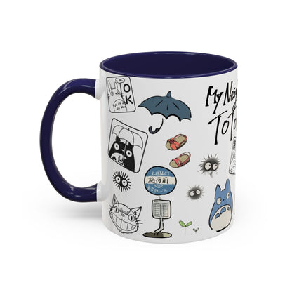My Neighbor Totoro Accent Mug – Ghibli Collage Color Handle Cup 11oz & 15oz – Cute Anime Coffee Mug Gift